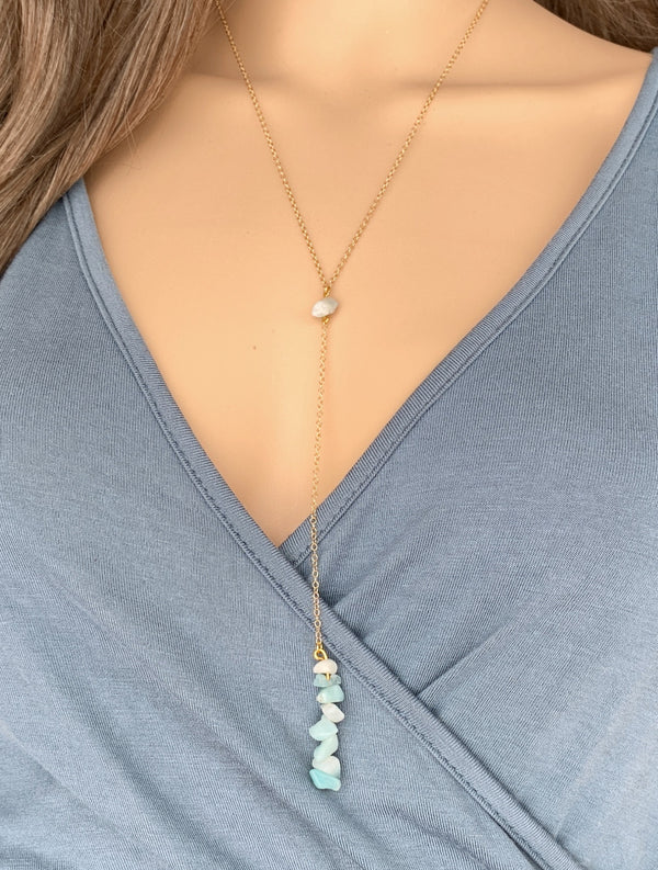 Amazonite Lariat Necklace