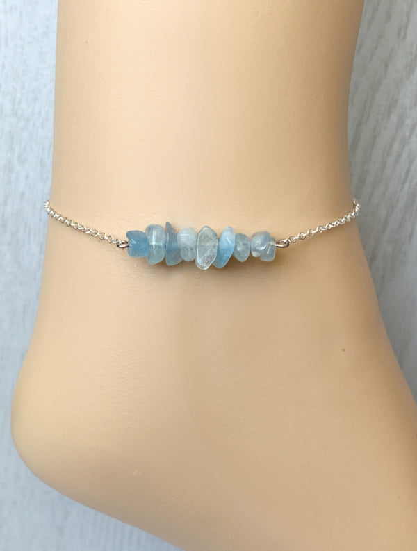 Raw Aquamarine Anklet