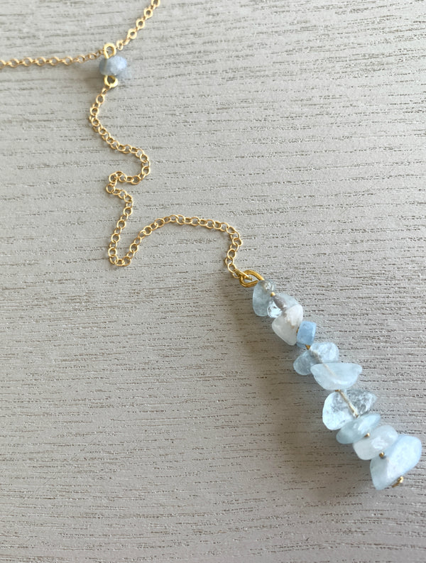 Aquamarine Lariat Necklace