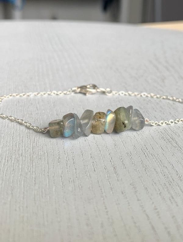 Raw Labradorite Anklet