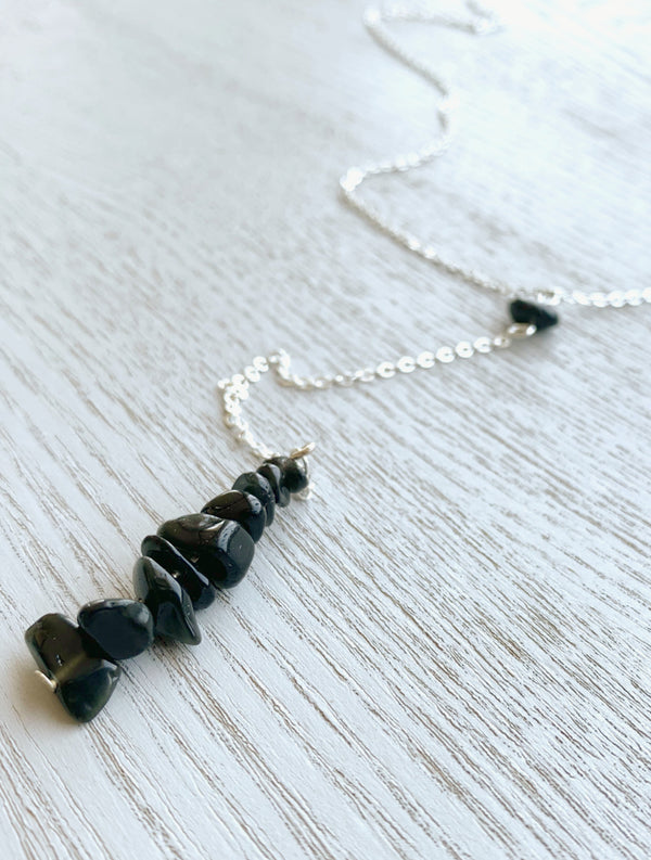 Obsidian Lariat Necklace