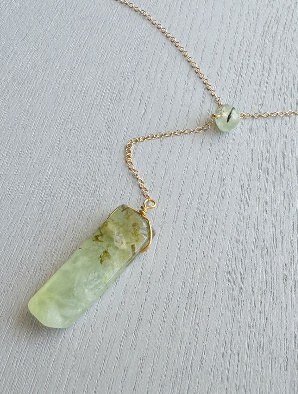 Prehnite Lariat Necklace