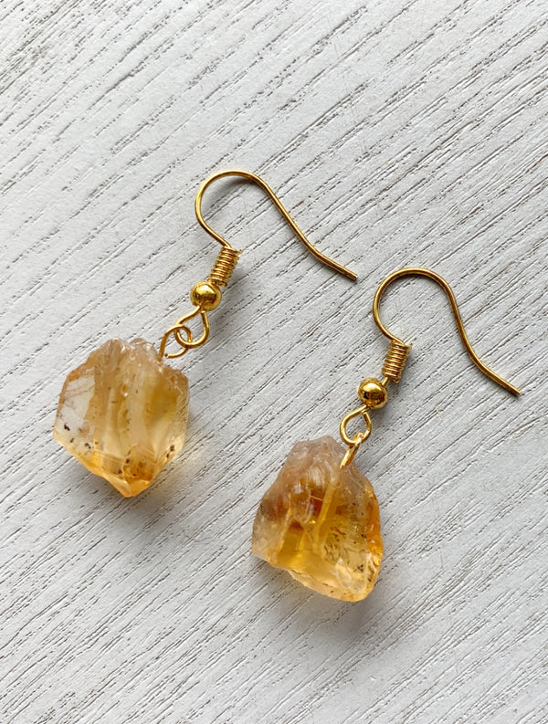 Raw Citrine Earrings