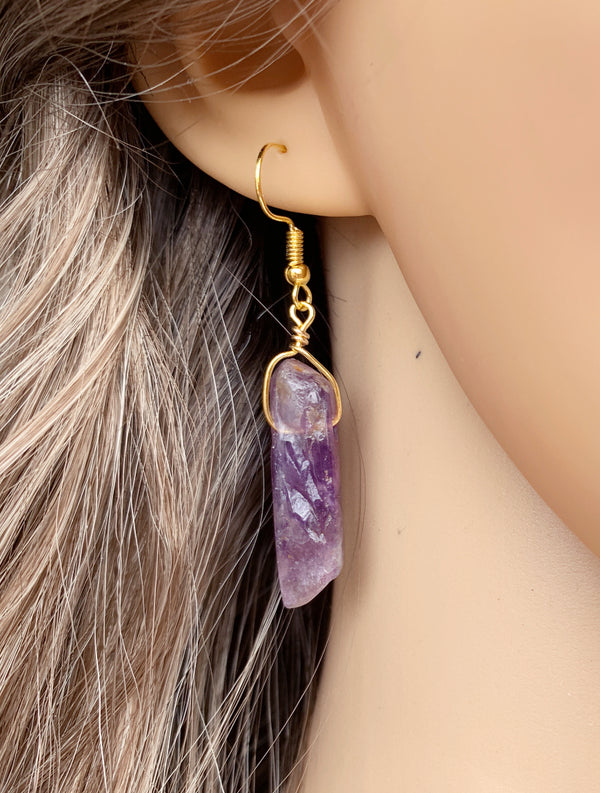 Raw Amethyst Earrings