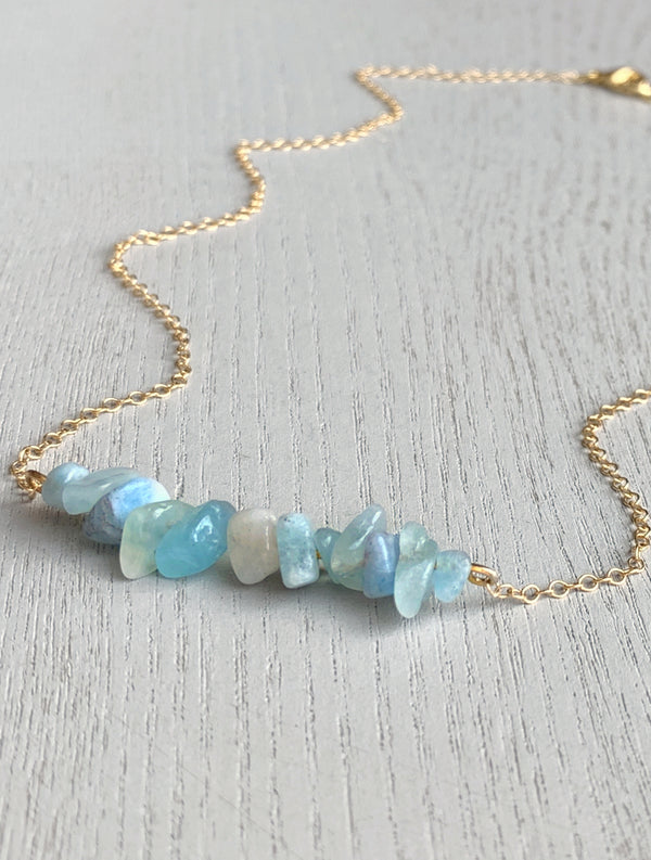 Aquamarine Bar Necklace