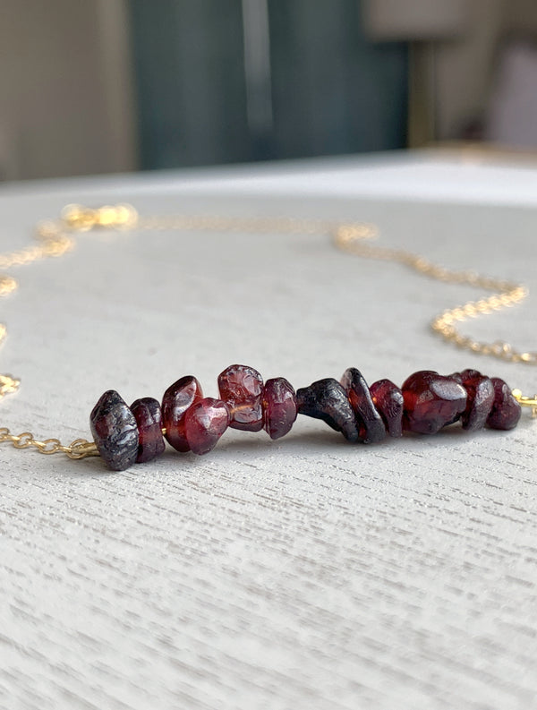 Garnet Bar Necklace