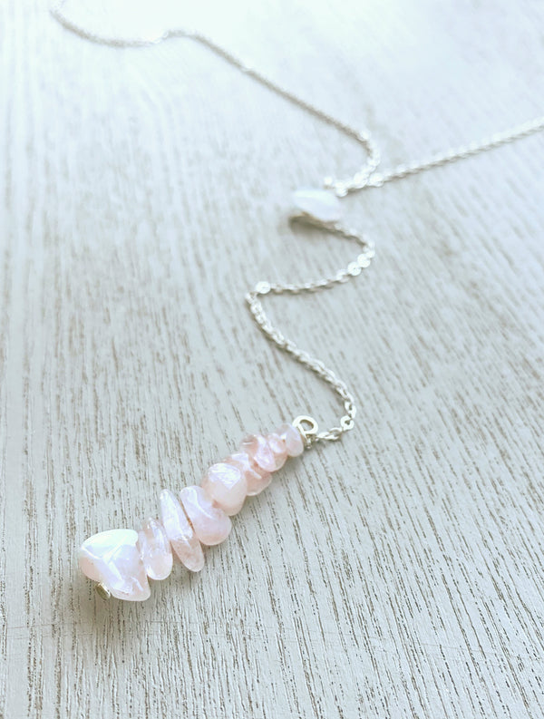 Rose Quartz Lariat Necklace