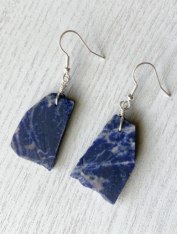 Raw Sodalite Earrings