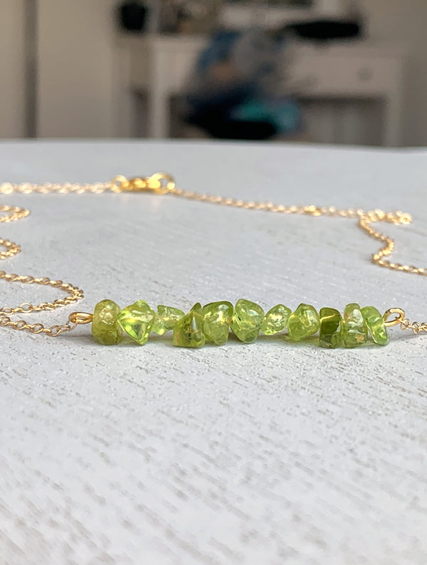 Peridot Bar Necklace